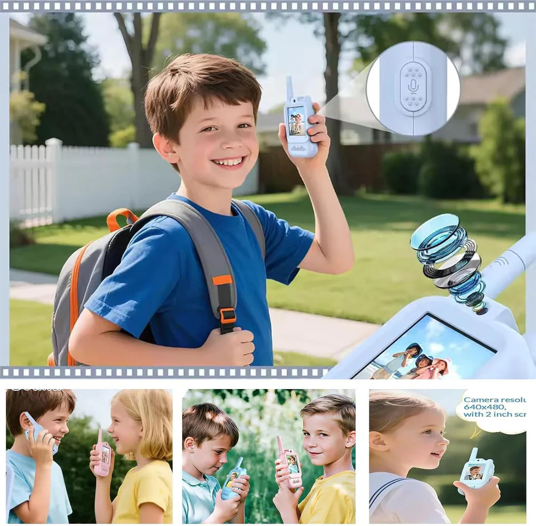 📷🎙️ Video Walkie Talkies for Kids 2 Pack(Blue&Pink) – HD Camera, Voice Changer, Screen Display & Two-Way Video Communication Toy