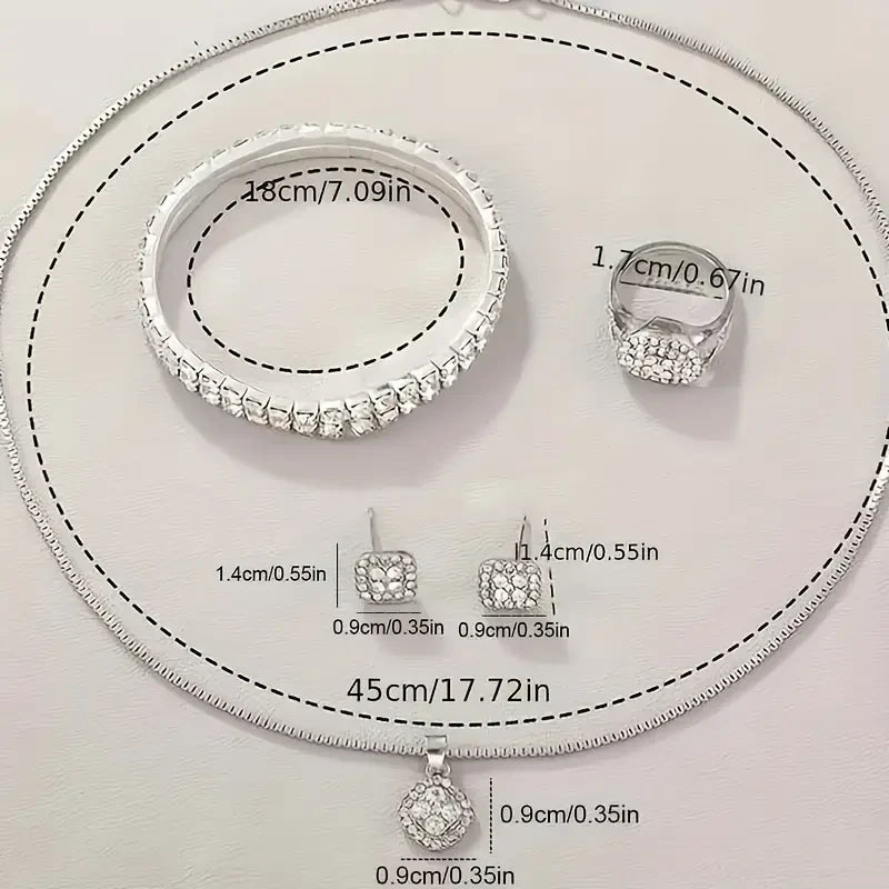 ⌚💎 6pcs Minimalist Quartz Watch & Jewelry Gift Set – Stainless Steel Shockproof Wristwatch with Matching Necklace, Earrings, Bracelet & Ring | Elegant Luxury Set for Women