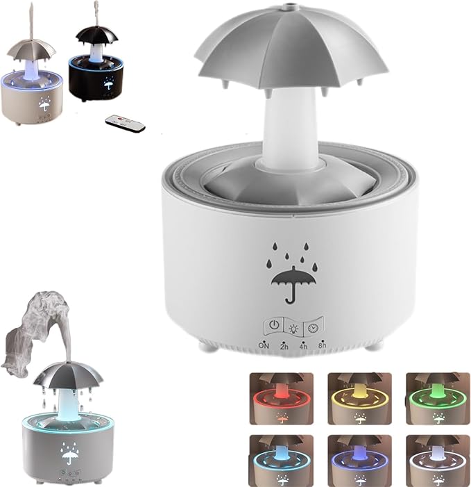 🌧️🎵 Audio Humidifier with Rain Effect – LED Aromatherapy Diffuser & Sleep Night Light