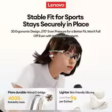 ThinkPlus Wireless Earbuds – Bluetooth Deep Bass, Noise Reduction, Long Battery Life, Touch Control,