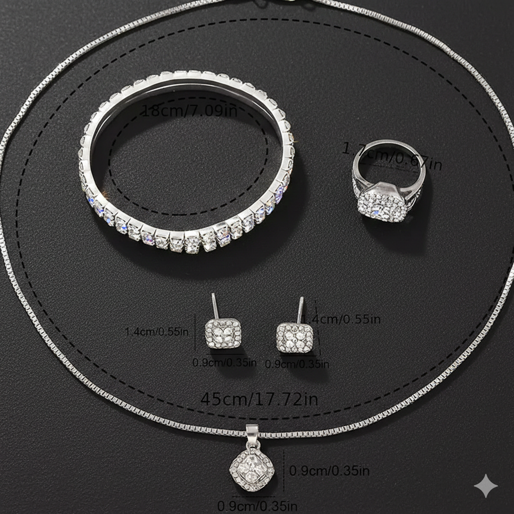 ⌚💎 6pcs Minimalist Quartz Watch & Jewelry Gift Set – Stainless Steel Shockproof Wristwatch with Matching Necklace, Earrings, Bracelet & Ring | Elegant Luxury Set for Women